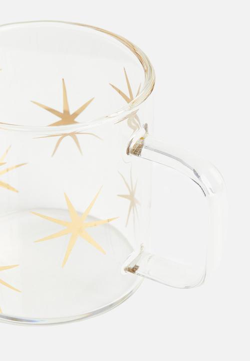 H&M - Small glass mug - transparent stars