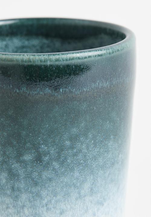 H&M - Stoneware cup - turquoise & natural white