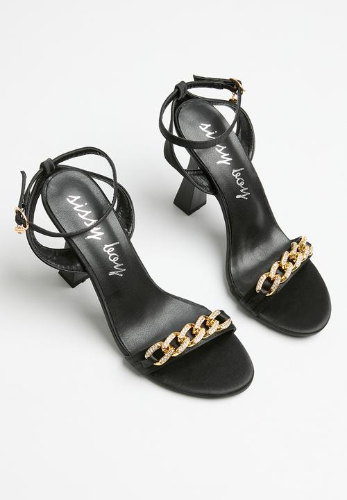 SISSY BOY - Jewelled chain sandal - black