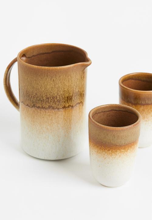 H&M - Stoneware cup - light brown & natural white 