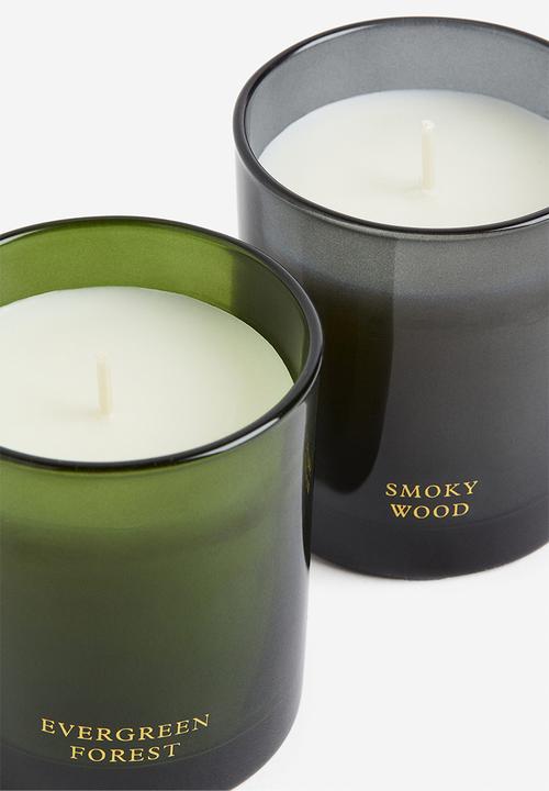 H&M - Gift-boxed 2-pack scented candles - dark green/dark grey
