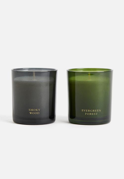 H&M - Gift-boxed 2-pack scented candles - dark green/dark grey