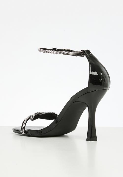 SISSY BOY - Diamante twist vamp heel sandal - black