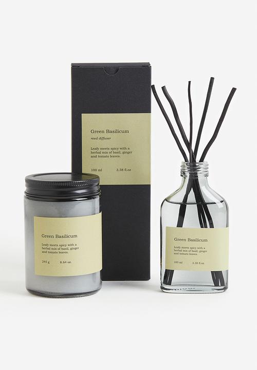 H&M - Scented candle in glass jar - light green & green basilicum