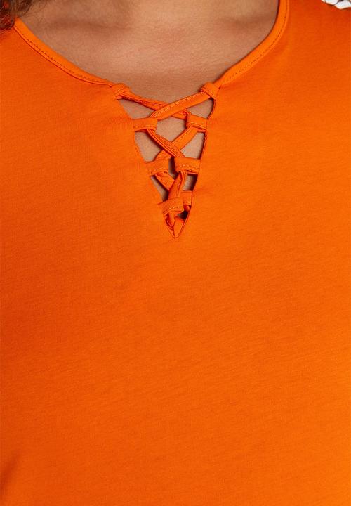 Trendyol - Plus criss cross boyfriend T-shirt - orange