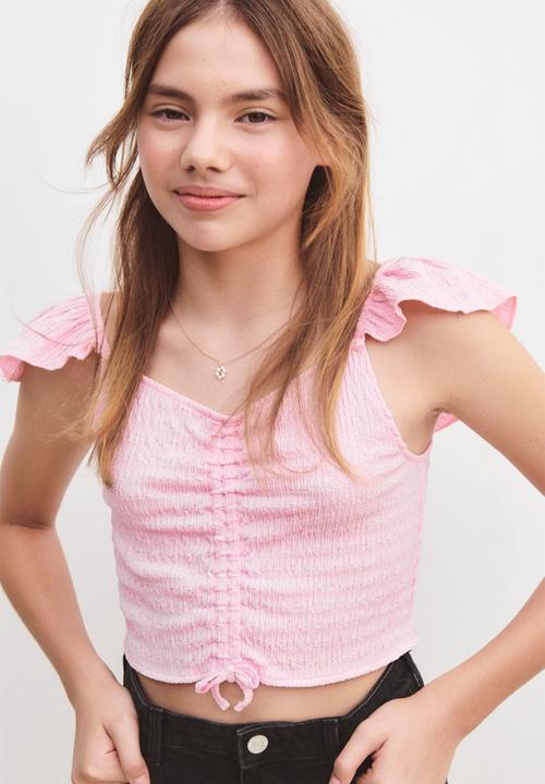 H&M - Flounce-trimmed strappy top - pink