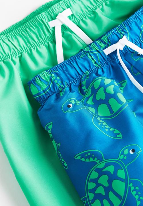 H&M - 2-Pack swim shorts - bright green turtles