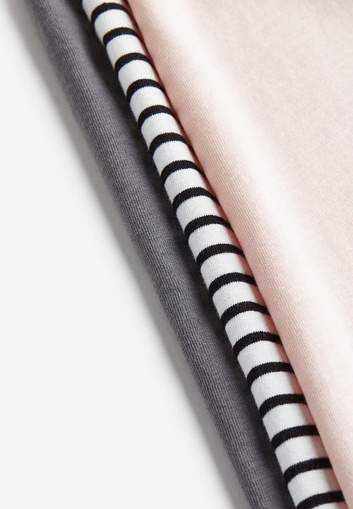 H&M - 3-Pack cotton T-shirts - grey dusky pink 