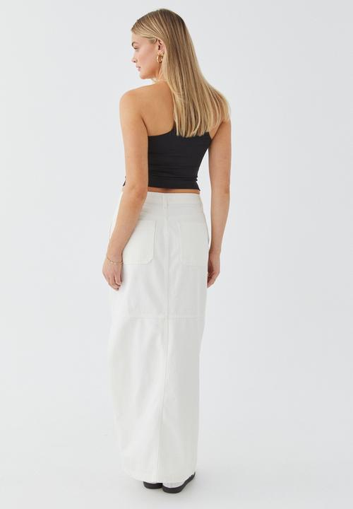 Supré  - Denim carpenter maxi skirt - warm white