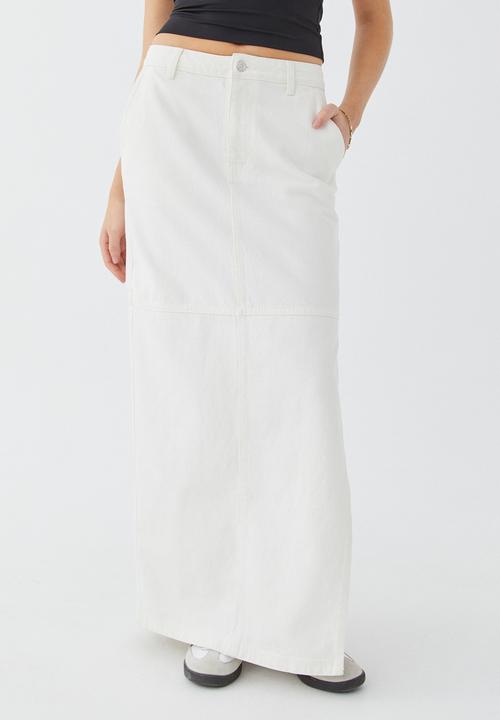 Supré  - Denim carpenter maxi skirt - warm white