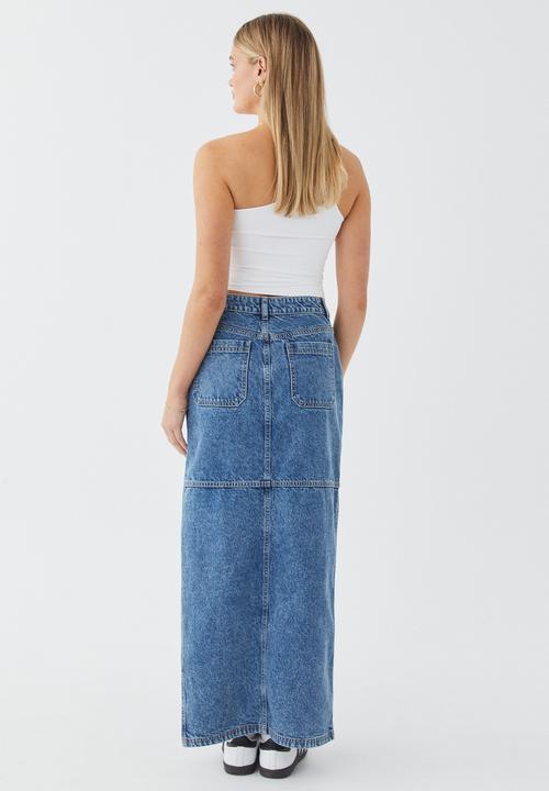 Supré  - Denim carpenter maxi skirt - ocean blue