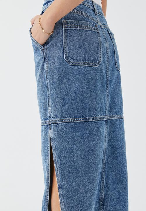 Supré  - Denim carpenter maxi skirt - ocean blue