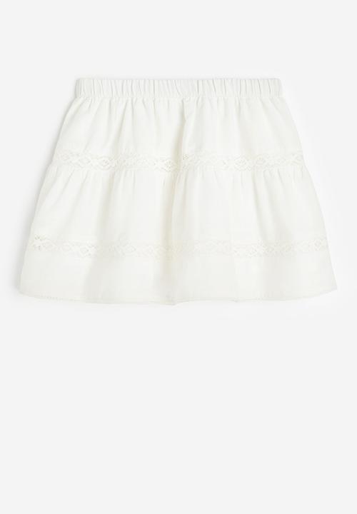 H&M - Lace trimmed skirt - white