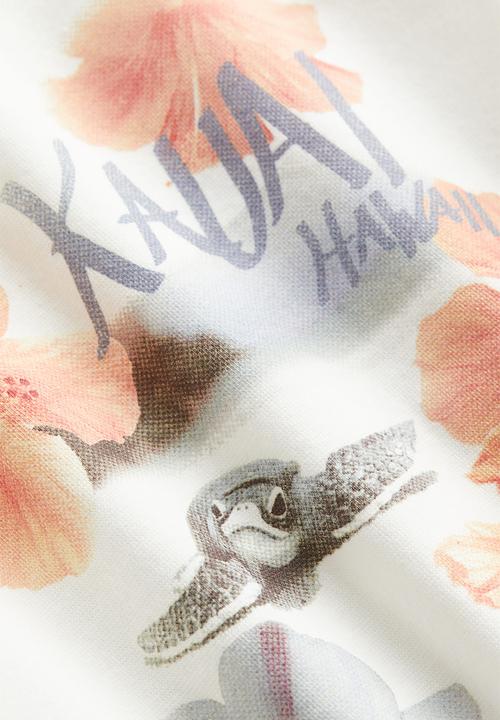 H&M - Print-motif T-shirt - white turtle 