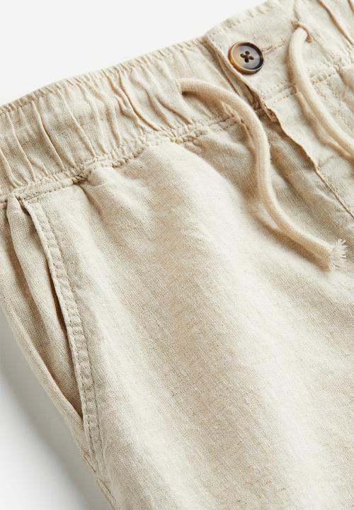 H&M - Loose fit linen blend trousers - light beige