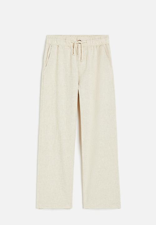 H&M - Loose fit linen blend trousers - light beige