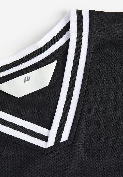 H&M - Printed mesh T-shirt - black subreal 