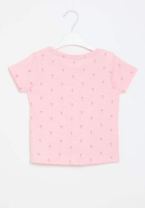 MINOTI - Aop printed t-shirt with front tie - pale pink