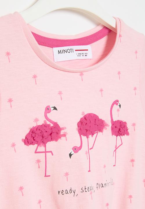 MINOTI - Aop printed t-shirt with front tie - pale pink