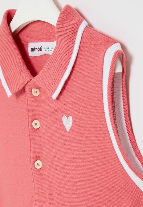 MINOTI - Pique vest dress - coral