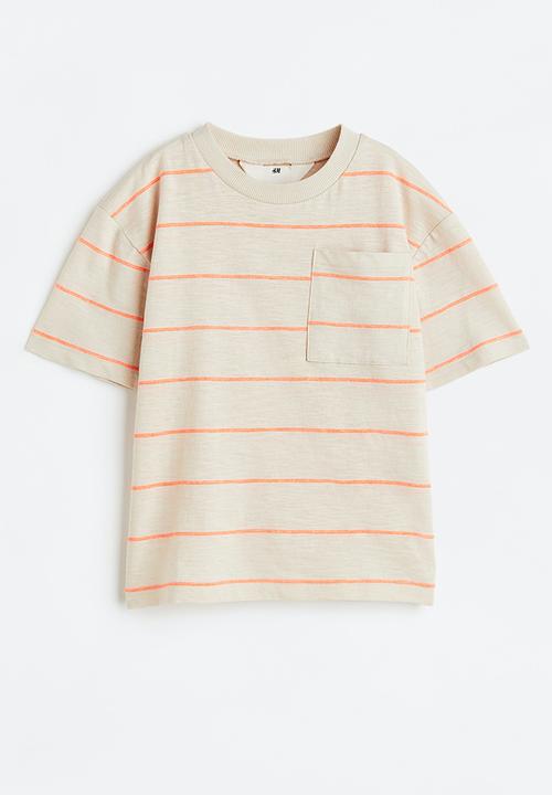 H&M - Jersey T-shirt - light beige & orange