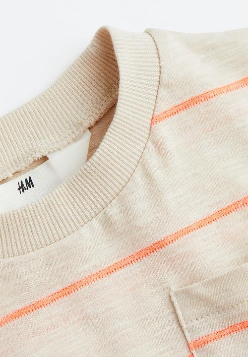 H&M - Jersey T-shirt - light beige & orange