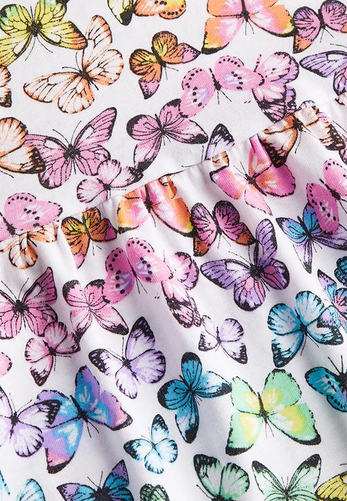 H&M - Patterned cotton dress - white butterflies