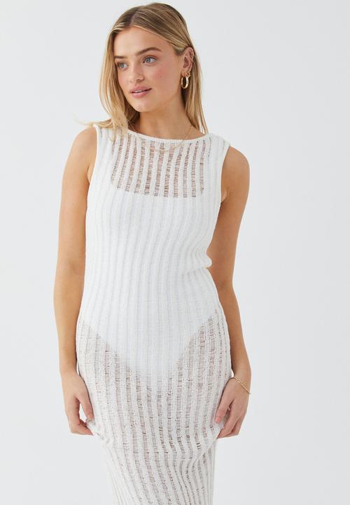 Supré  - Nadia open knit maxi dress - winter white