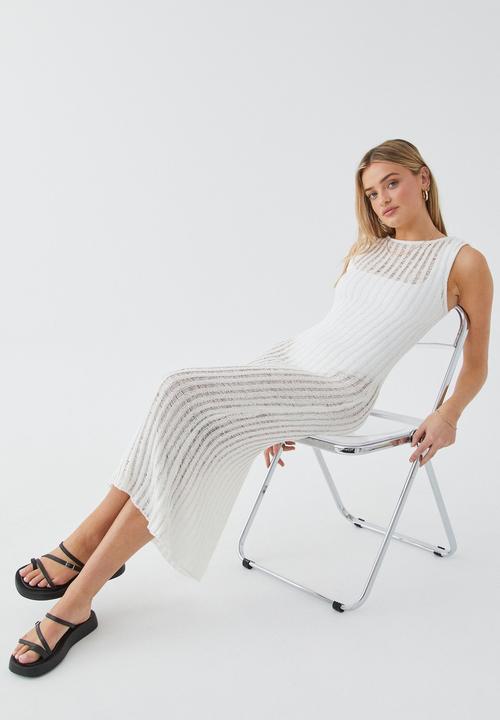 Supré  - Nadia open knit maxi dress - winter white