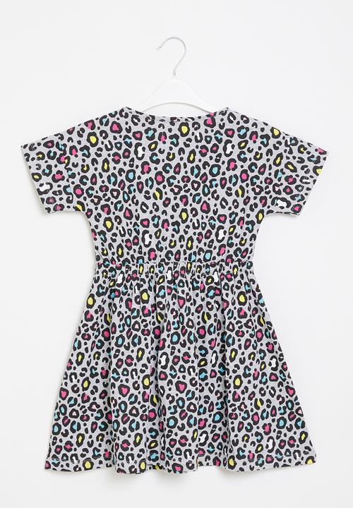 MINOTI - Girls basic tie waist dress - grey marl aop