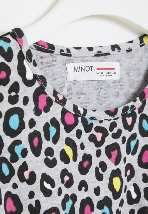 MINOTI - Girls basic tie waist dress - grey marl aop