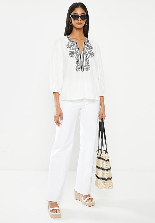 Me&B - Embroidered tunic top - white