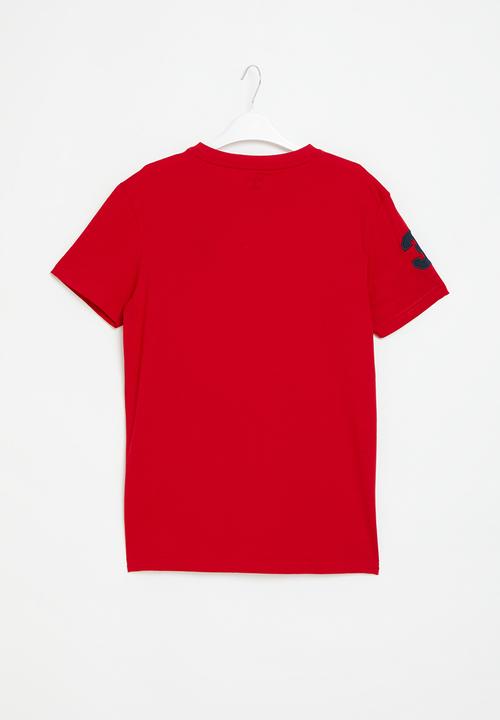 POLO - Boys numerical v neck tee - red