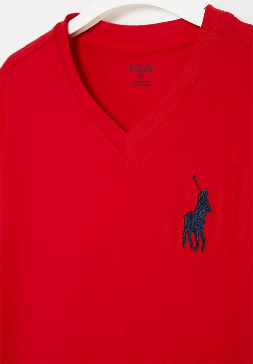 POLO - Boys numerical v neck tee - red