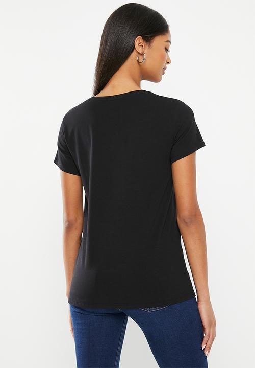 SISSY BOY - Rivers and roads: regular fit bling logo top - black