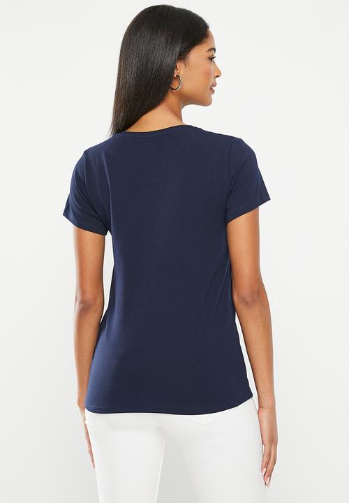 SISSY BOY - Delay no more: regular fit glitter print logo top - navy