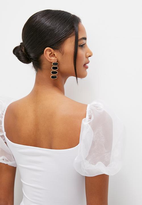 MILLA - Organza sleeve top - white