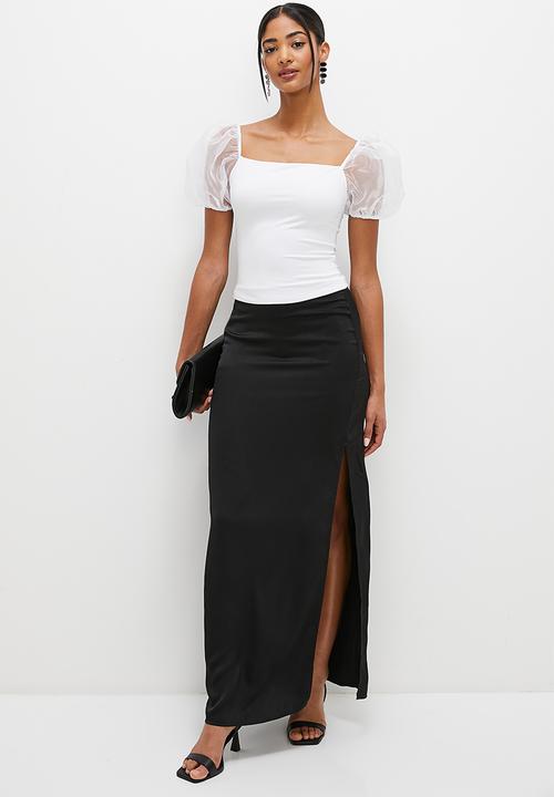 MILLA - Organza sleeve top - white