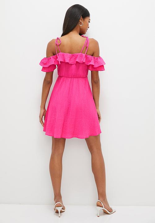MILLA - Ruffle detail mini dress - berry pink
