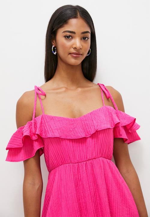 MILLA - Ruffle detail mini dress - berry pink