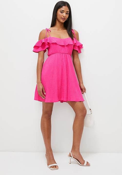 MILLA - Ruffle detail mini dress - berry pink