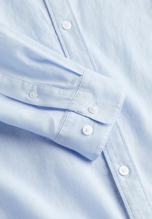H&M - Regular fit linen-blend grandad shirt - light blue