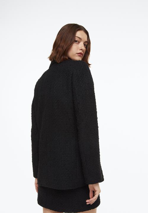 H&M - Double-breasted bouclé blazer - black