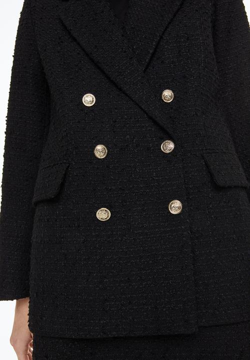 H&M - Double-breasted bouclé blazer - black