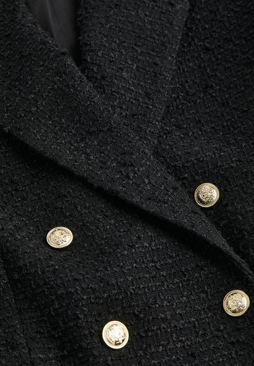 H&M - Double-breasted bouclé blazer - black