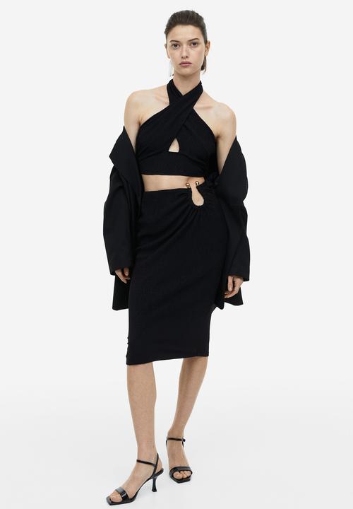 H&M - Cropped halterneck top - black