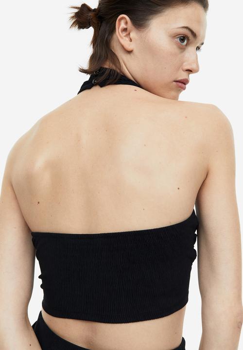 H&M - Cropped halterneck top - black