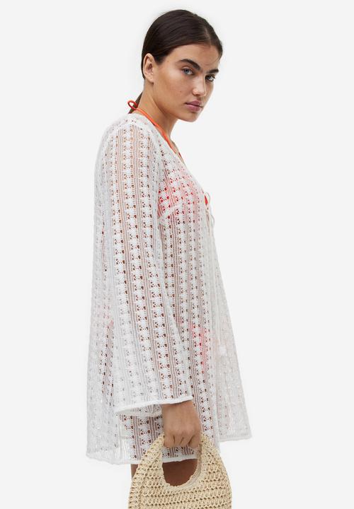 H&M - Crochet-look beach kaftan - cream