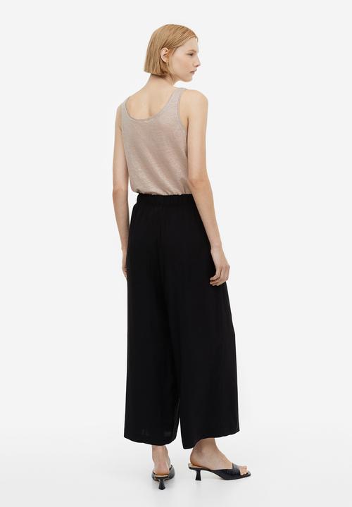 H&M - Cropped pull-on trousers - black
