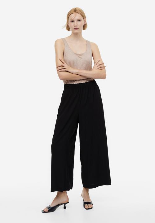 H&M - Cropped pull-on trousers - black
